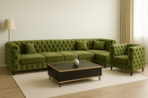 Green Velvet Tufted Sofa